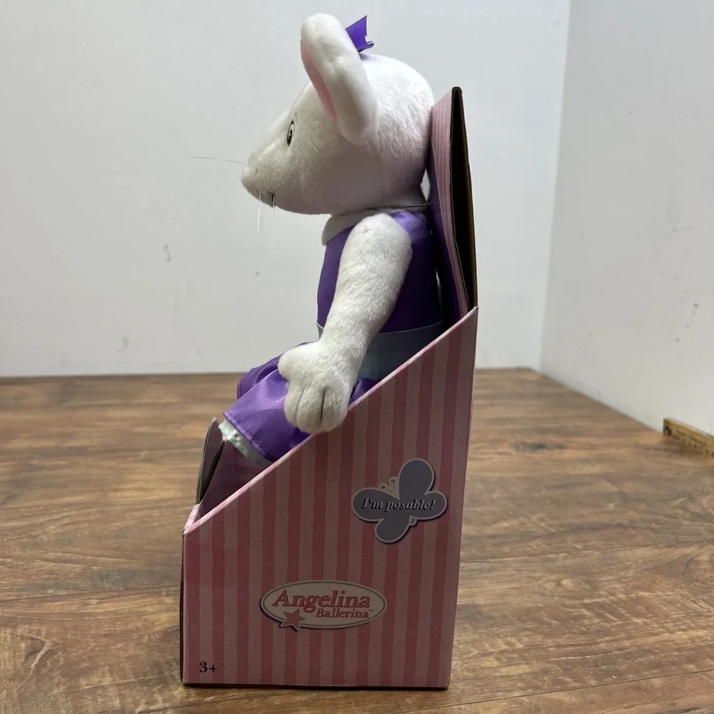 Vintage Angelina Ballerina Plush Purple Dress Flower Poseable W/DVD NEW HTF